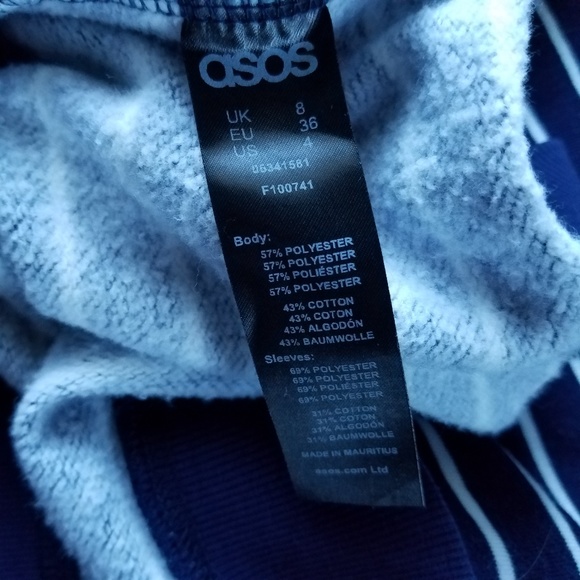 ☀️3/$25 ASOS Navy Blue White Stripe Sweatshirt G21 - Picture 4 of 7